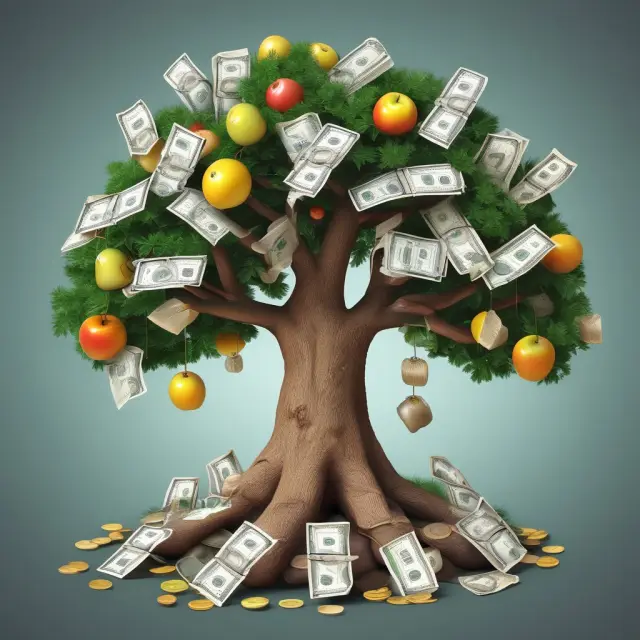 Tax savings tree with mortgage interest, retirement contributions, student loan interest, charitable donations, healthcare expenses, gambling losses, and HSA contributions as fruit-bearing branches