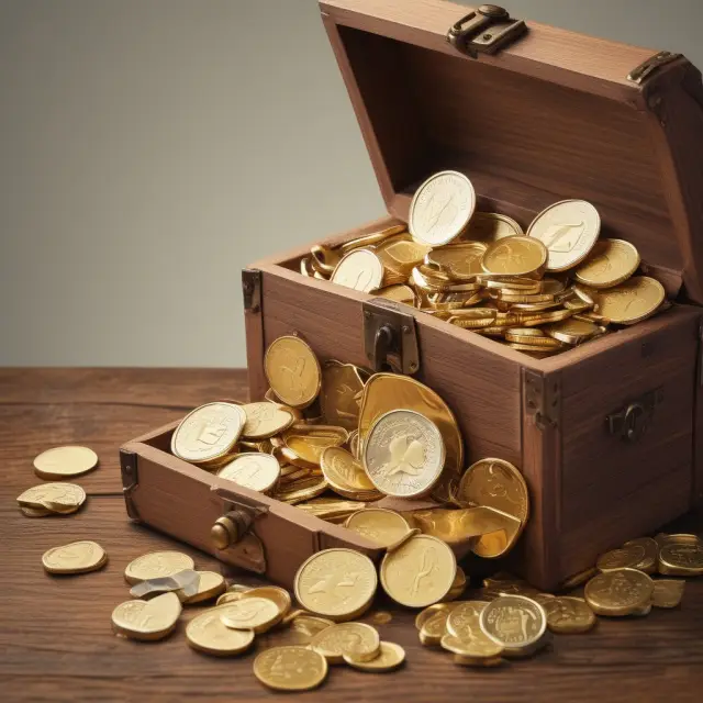 Golden coin filling a treasure chest, representing tax savings through deductions
