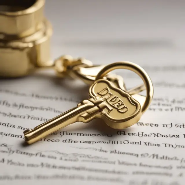 Image of a person holding a golden key releasing a title deed from a lock