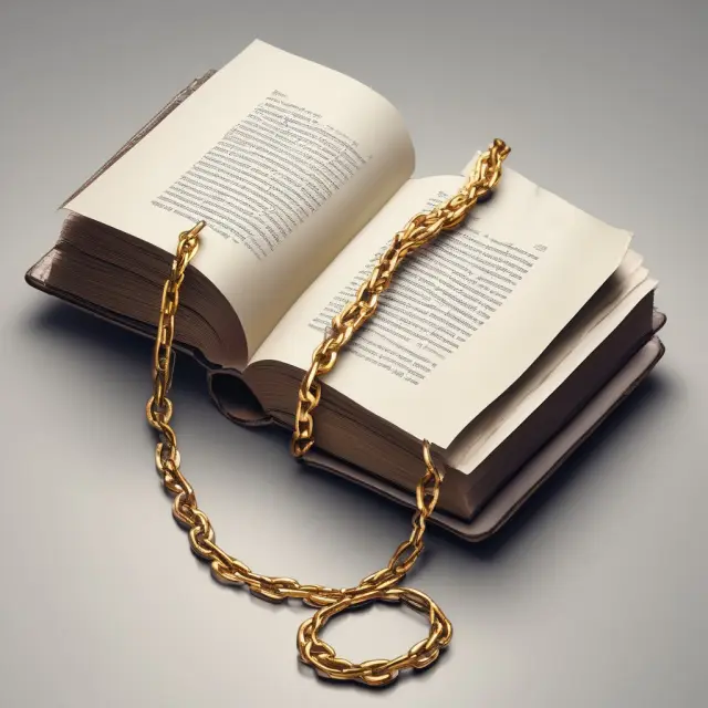 Image of an open book symbolically releasing a golden chain, representing freedom from various obligations.