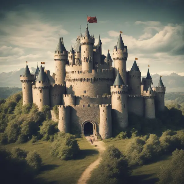Fortress standing strong against an attack by various debt elements, illustrating strategies for reducing loan default risks