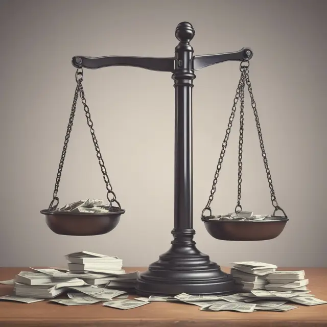 A set of scales balancing secured and unsecured debt, with collateral on one side and a person representing risk on the other.