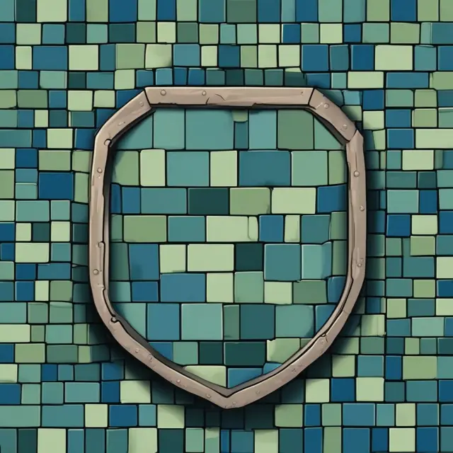 Blue and green interlocking bricks forming a protective shield, representing the stability and lower volatility of defensive stocks.