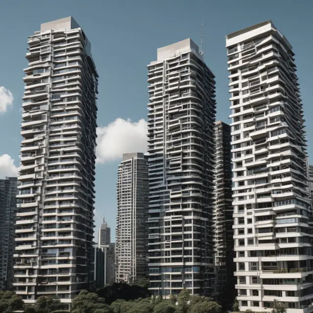 Image of several apartment buildings standing tall against stormy skies, illustrating the stability and resilience of defensive stocks like apartment REITs
