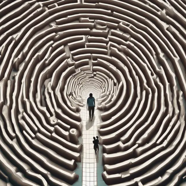 A borrower exploring a complex financial maze, finding solace in deferment periods during unforeseen circumstances