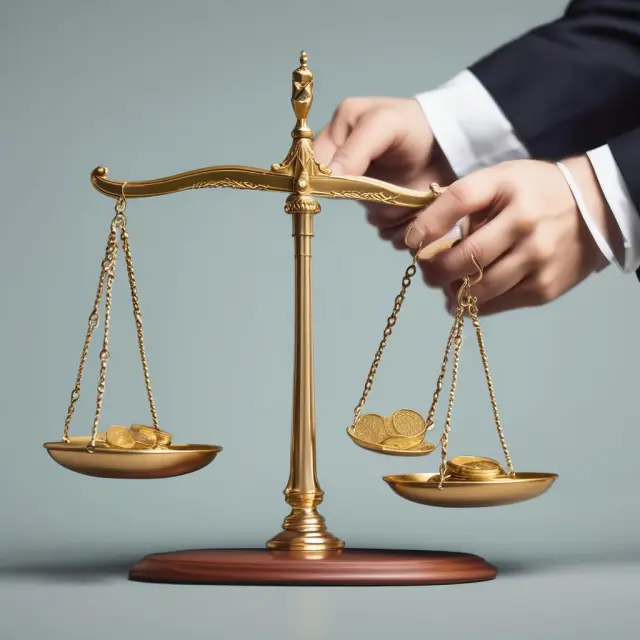 Golden coins symbolizing Qualified and Non-Qualified Deferred Compensation Plans balanced on the Scales of Justice, illustrating their comparison.