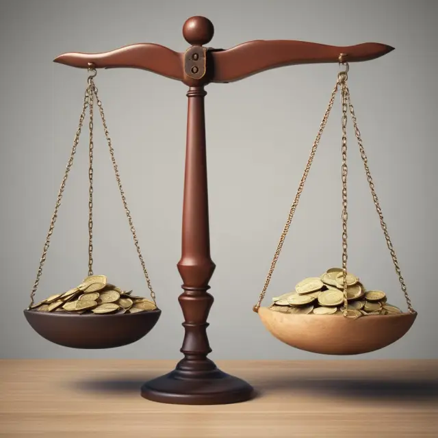 One scale displays advantages of deferred interest financing, while the other illustrates potential risks and increased debt.