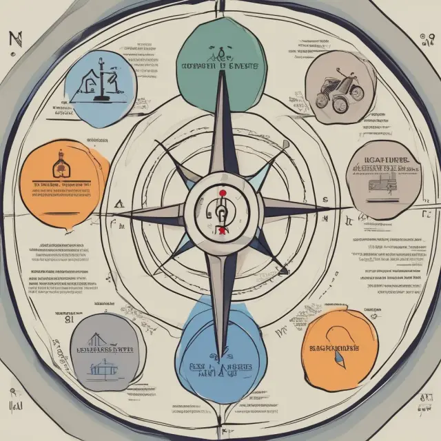 A compass with different loan types symbolizing borrowing alternatives: Traditional, Installment, Credit Union, Savings, and Home Equity.