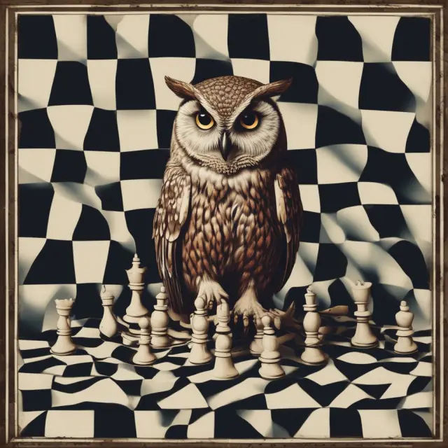 Wise owl planning financial strategies with deferred interest loans on a chessboard