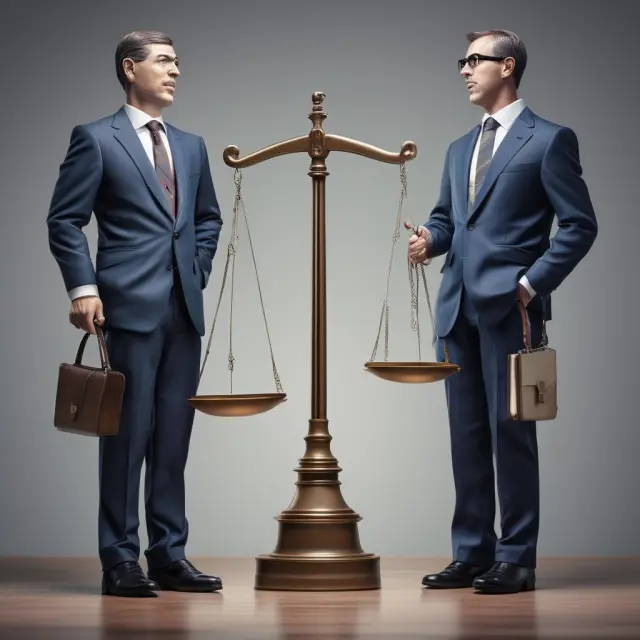 Two accountants, representing GAAP and IFRS, balance scales displaying their unique approaches to depicting deferred revenue