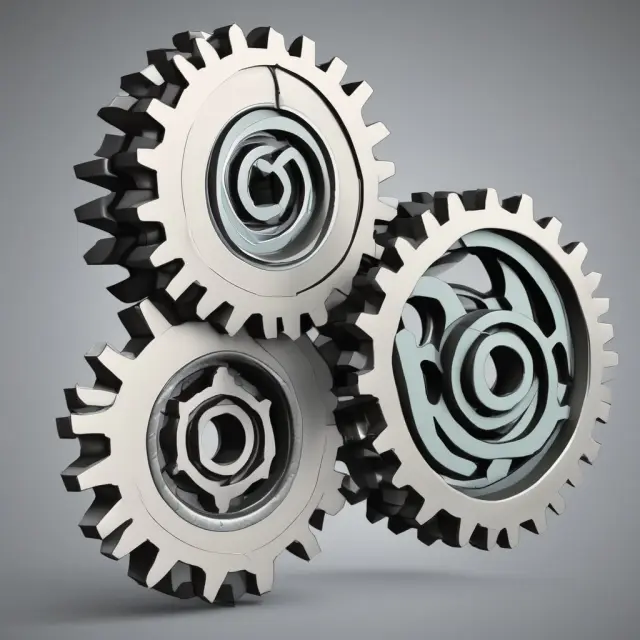 Two interlocking gears: one representing accounting standards with steady progression, the other symbolizing tax laws with accelerated motion, illustrating deferred tax liabilities