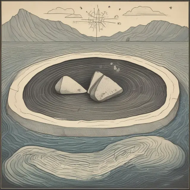 Stone representing Keynesian deficit spending creates ripples in economic chart pool, illustrating the multiplier effect