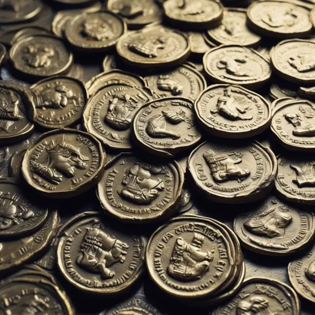 A river of ancient Roman coins pouring from an open treasury, illustrating historical instances of intentional deficit spending for economic recovery.