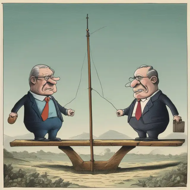 An image of politicians debating deficit spending, representing the ongoing tension between those advocating for its benefits and critics concerned with long-term debt levels.