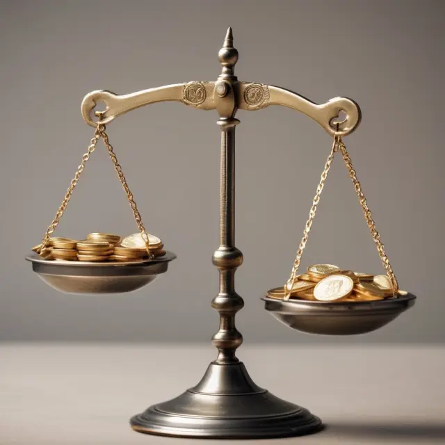A set of scales illustrating the ethical dilemma between present societal needs and the future burden of debt from deficit spending.