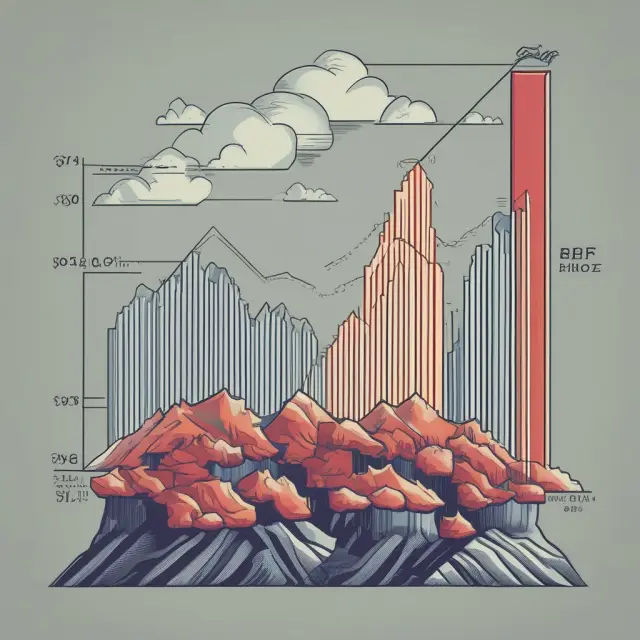 Graph showing the rapid increase in US federal budget deficits, symbolized as a growing mountain of debt