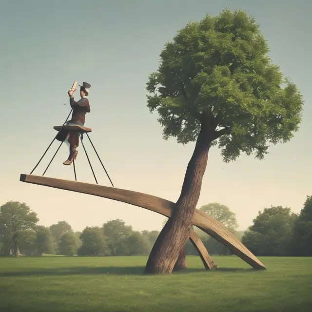 Seesaw represents economic balance between savings and deficits. One side signifies savings, the other deficits