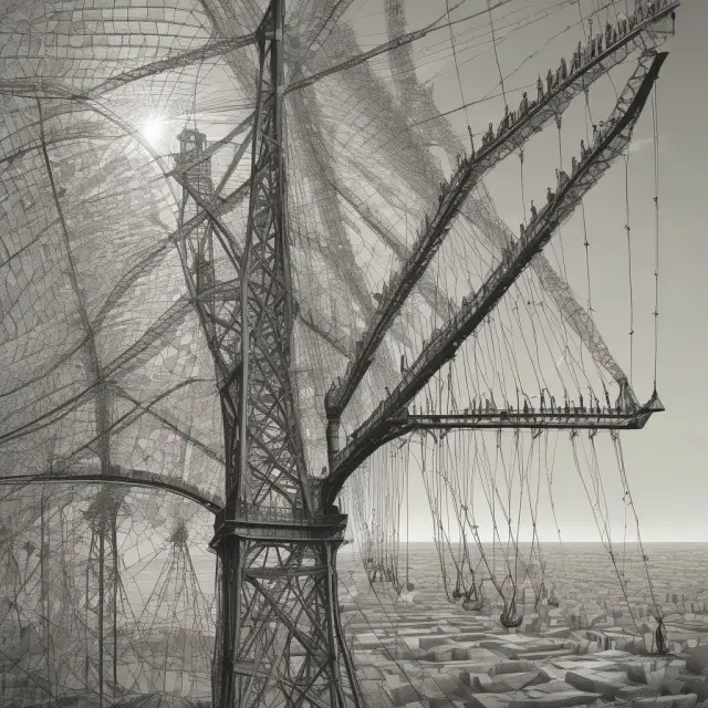A woven tapestry with private sectors as weavers, striking a balance between deficits and surpluses