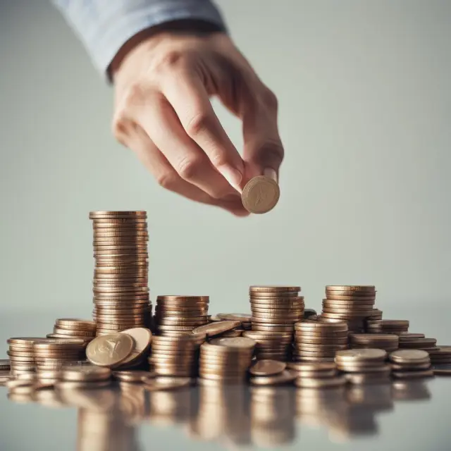 Employee grasping match coins, representing tax-deferred savings with employer contributions