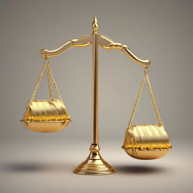 An image of golden scales balancing between an apple (symbolizing inflation) and a feather (symbolizing deflation), representing the delicate balance between these economic conditions.
