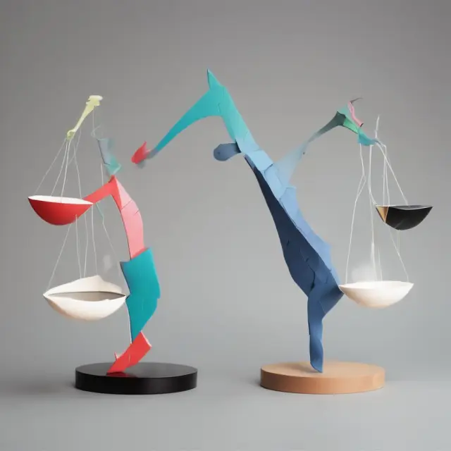 Two scales symbolizing Company A (low DOL) and Company B (high DOL) balancing different heights, illustrating their varying sensitivities to sales growth.