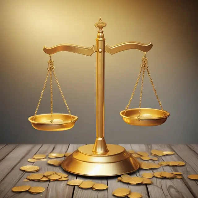 A golden scale balanced between a company and sales chart, representing the importance of analyzing degree of operating leverage for investment decision-making