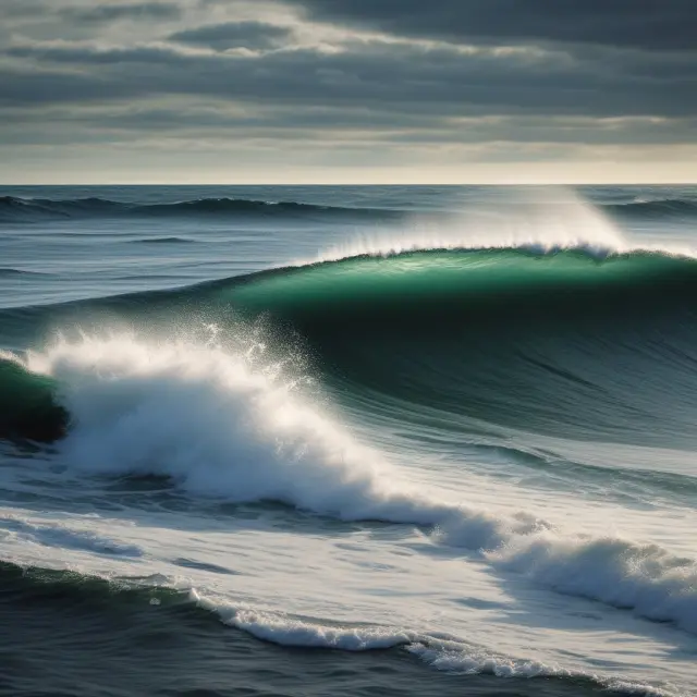 An ocean scene with degrees of freedom represented as tides shaping hypothesis testing waves