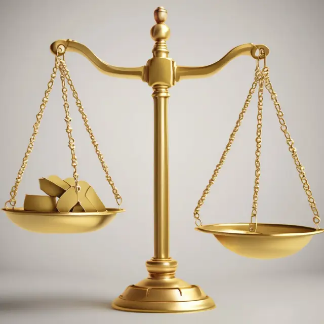 An image of a golden scale with debt on one side (yin) and equity on the other (yang), representing the balance between financial leverage advantages and risks.