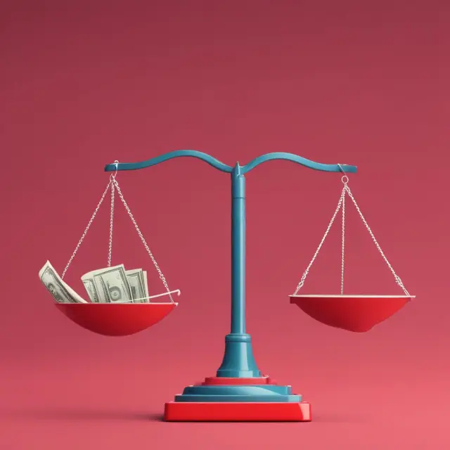 A balanced scale tilting towards debts with late payments, representing loan portfolio risks.