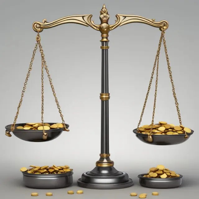 Visualizing loan portfolio health: two balance scales representing reported delinquencies versus potential risks