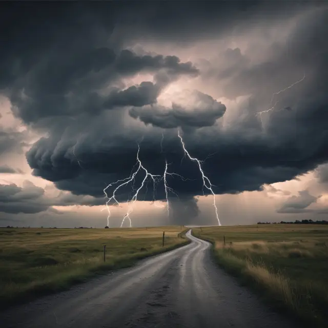 Storm cloud symbolizing delinquent debt impacting credit score, debts swirling below
