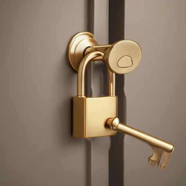 A golden key unlocking a private company