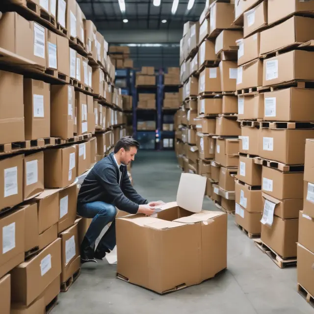 A seller carefully preparing a shipment for international delivery, adhering to export regulations and ensuring proper documentation.