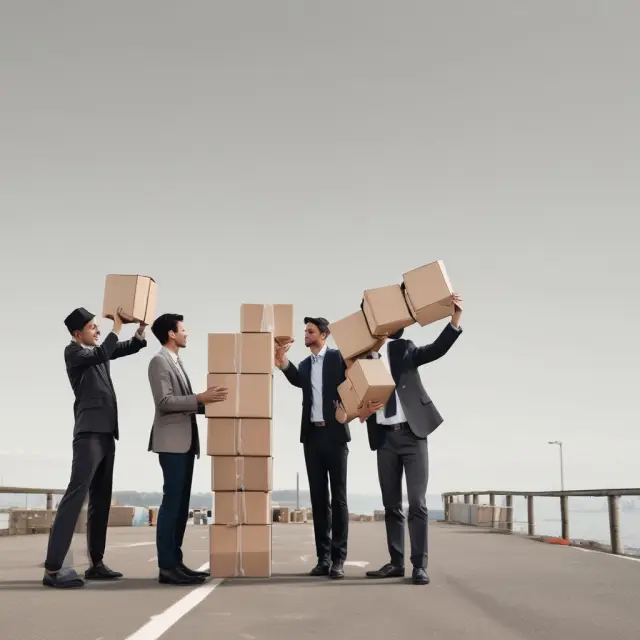 A juggler skillfully balances documents, import duties, demurrage, and delivery under a Delivered at Place agreement.