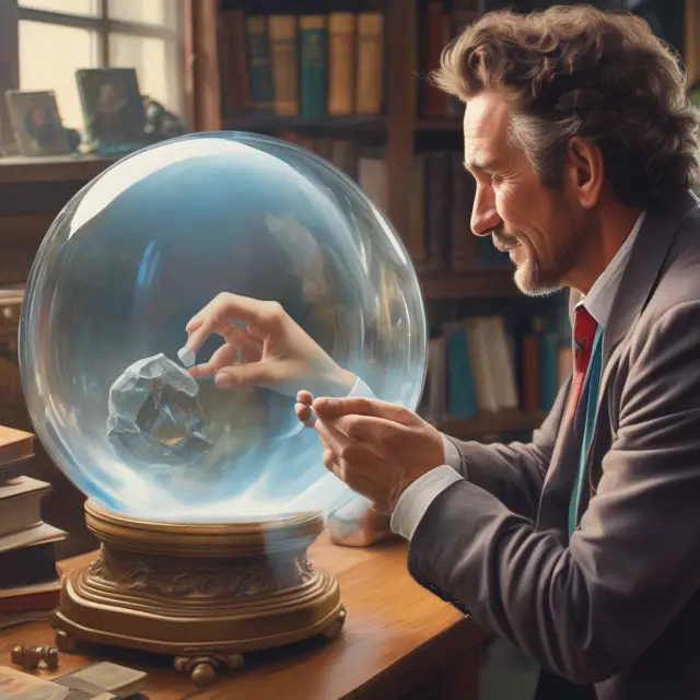 A seller and buyer conversing through a crystal ball about a Delivered Duty Paid (DDP) shipment. CRM software facilitates effective communication, ensuring transparency and trust.