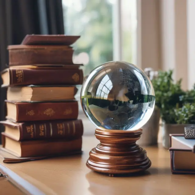A crystal ball filled with Delphi method resources, representing the valuable insights gained through software platforms, expert consultation, and collaboration.