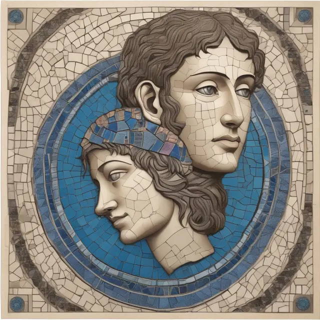 A mosaic of oracle faces representing Delphi experts collaborating to create a consensus through the Delphi method