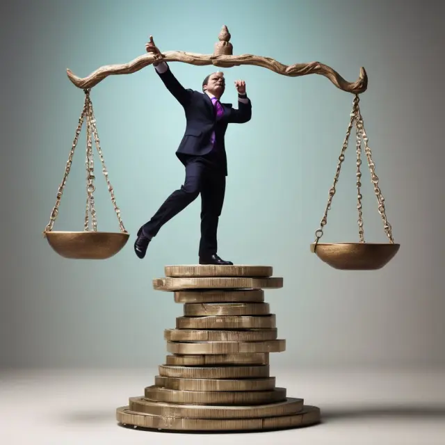 Hand balancing equities on stock market scales to offset directional risk in options trading
