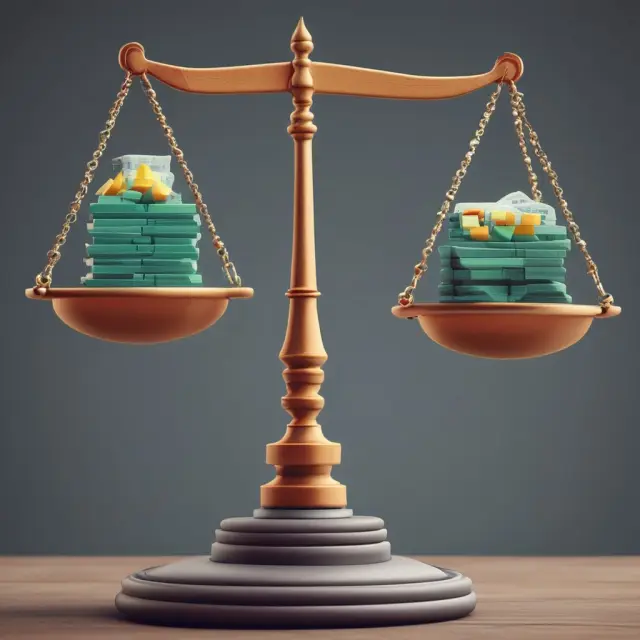 Visualization of balanced scales representing Debt and Equity, conveying the concept of the Debt-to-Equity Ratio.