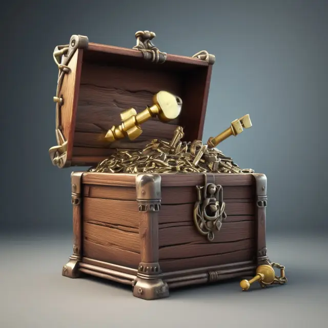 An image of a golden key opening a chest filled with encrypted files representing Bloomberg