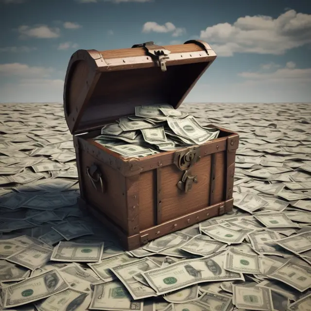 A secure chest brimming with U.S. government bonds, illustrating the stability of this investment type.