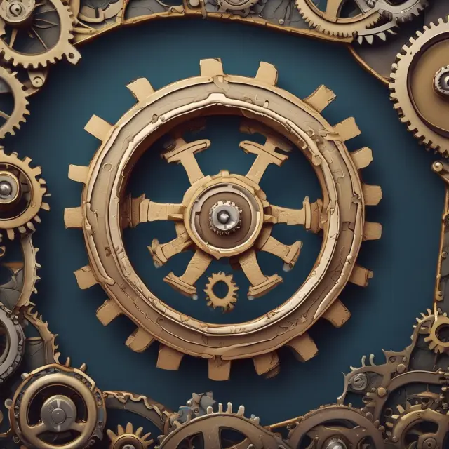 A shield made of interconnected gears symbolizing the Business Continuity Team, ensuring organizational resilience against potential threats