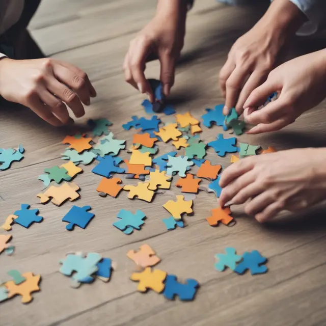 A business continuity team working together to create a complete puzzle depicting various risk mitigation strategies