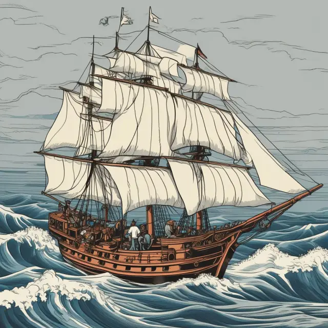 A dedicated Business Continuity Team steers a ship through treacherous waters, guided by their BCP map to maintain business operations during disruptive events.