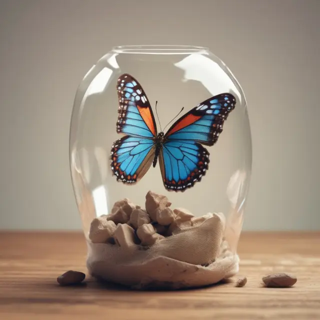 Parent company releasing a subsidiary through an IPO, represented by a butterfly emerging from a cocoon