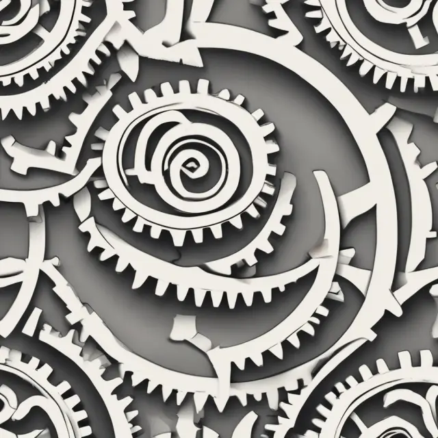 Gears representing clearing banks interlocking for efficient financial transaction processing
