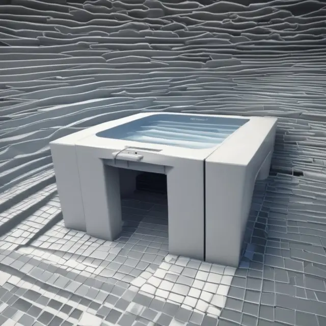 An electronic whirlpool transferring digital waves between banking entities, symbolizing the Automated Clearing House processing secure funds transfers.