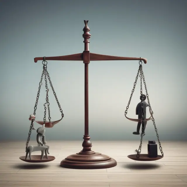 A balanced scale depicts shareholders and creditors in a corporate liquidation scenario, with assets representing the tipping point between voluntary or involuntary resolution