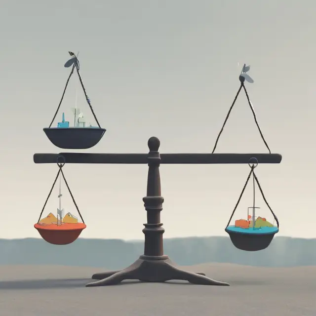 An old-fashioned seesaw depicts uncertain project costs in cost-plus contracts, emphasizing potential budget fluctuations.