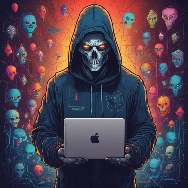 A TorBrowser shielding a masked person on the Dark Web, symbolizing secure access to the hidden network